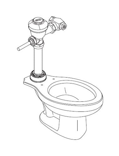 High Efficiency Flushing Check Valve with Exposed Flushometer and Vitreous China Fixture - Image 3