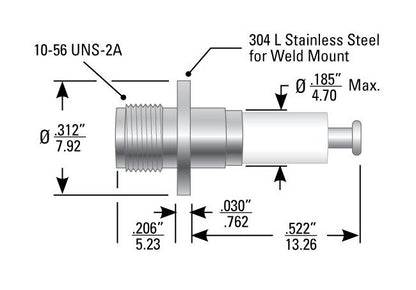 High Voltage Hermetic Ceramic-to-Metal Weld Flange Receptacle (600 Series) - Image 1