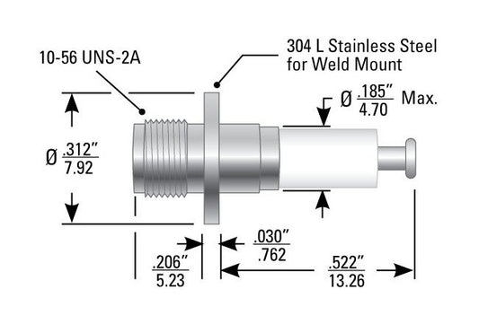 High Voltage Hermetic Ceramic-to-Metal Weld Flange Receptacle (600 Series) - Image 1