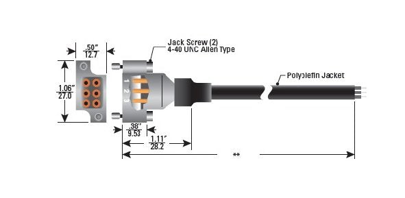 6 Pin Single-Ended Shielded Plug Cable Assembly (JR Series) - Image 1