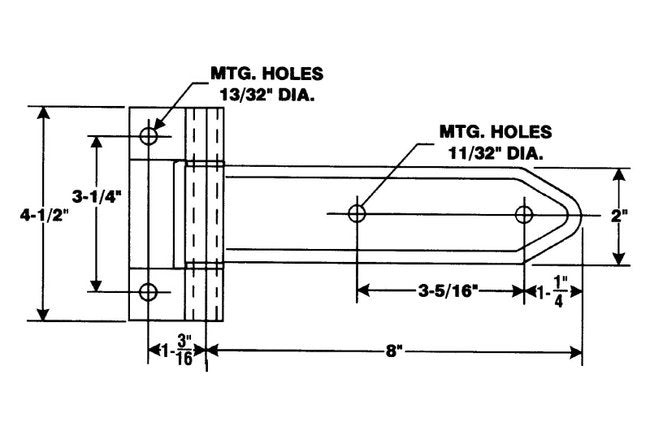 8" Strap Hinge - Steel Zinc Plated, Narrow Bracket Over The Seal - Image 2