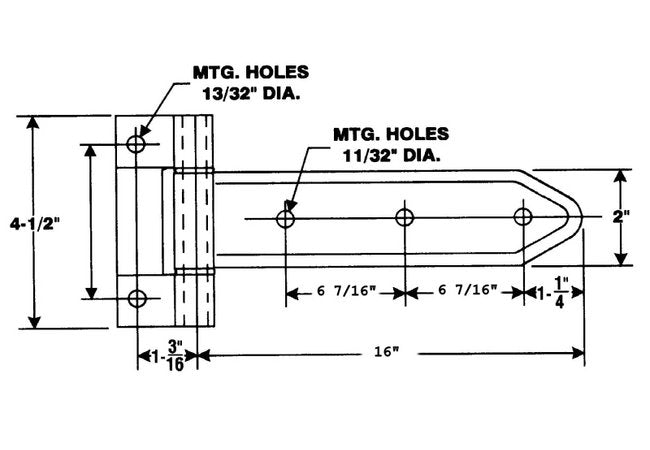 16-Inch Strap Narrow Bracket Hinge - Image 2