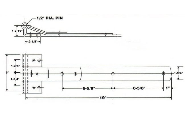 Heavy-Duty Trailer Door Hinge - 19", Zinc Plated - Image 2