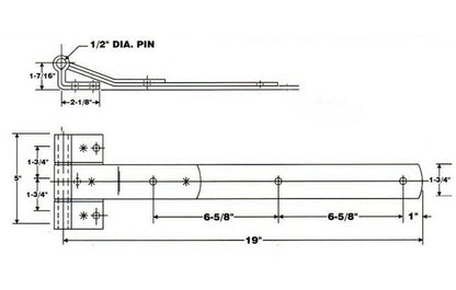 Heavy-Duty Trailer Door Hinge - 19", Zinc Plated - Image 2