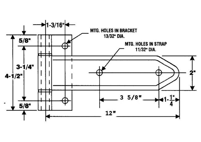 Heavy Duty 12" Strap Hinge for Secure Door Applications - Image 2