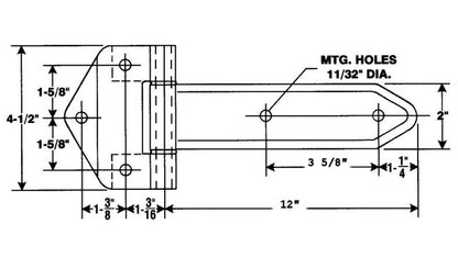Embossed Zinc-Plated Hinge 12" - Image 2