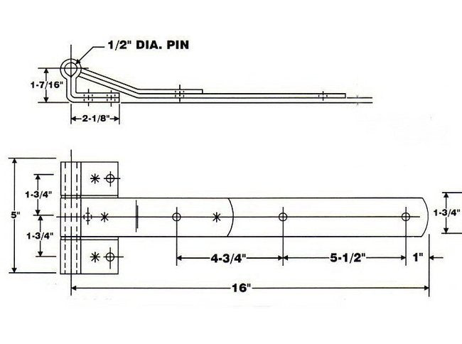 16" Trailer Door Hinge with 270º Opening - Image 2