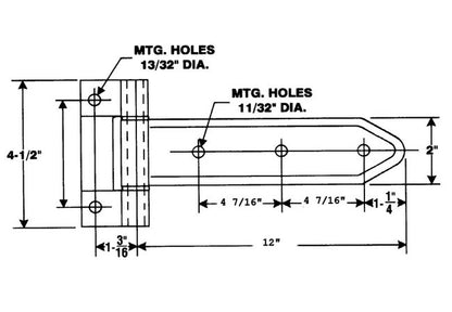 12" Strap Hinge - Steel, Zinc-plated, 8 Ga. - Image 2