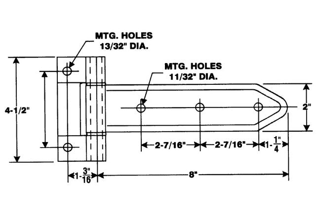 Heavy Duty 8" Strap Hinge for Narrow Bracket Side & Rear Doors - Image 2