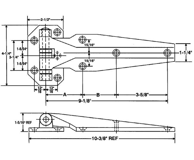 Chrome Plated Flush Hinge - 10 3/8" Length - Image 2