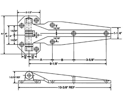 Chrome Plated Flush Hinge - 10 3/8" Length - Image 2