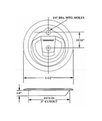 Heavy-Duty Zinc Plated Recessed Rope Ring for 1/4' Plywood - Image 2