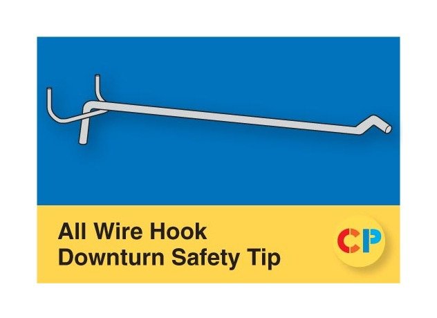 Heavy Duty 8" All Wire Hooks Downturn Safety Tip for 1/4" Pegboard and Slatwall - Image 1