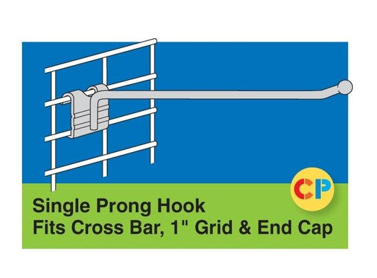 Heavy-Duty Single Prong Hooks for Cross Bar, 1" Grid, and End Cap - Pack of 100 - Image 1