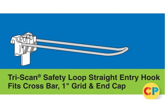 Tri-Scan Safety Loop Straight Hooks - Cross Bar/Grid/End Cap, 8" x 0.148" - Image 1