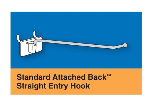 4" Straight Entry Hook with White Plastic Backplate - Image 1
