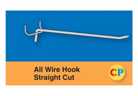 8" Straight Cut All Wire Hooks for 1/8", 3/16" & 1/4" Pegboard - Pack of 500