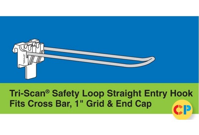 Tri-Scan Safety Loop Straight Entry Hooks for Cross Bar/Grid/End Cap, 6" x 0.148" - Image 1