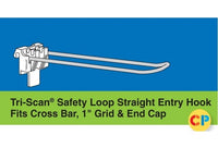 Tri-Scan Safety Loop Straight Entry Hooks for Cross Bar/Grid/End Cap, 6" x 0.148"