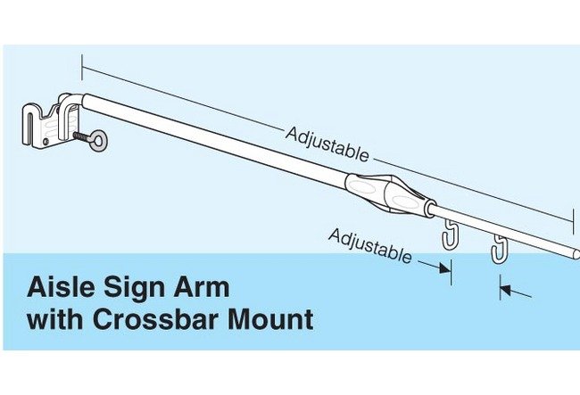 Adjustable Aisle Sign Arm with Telescopic Crossbar Mount Kit - Image 1