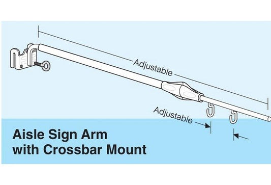 Adjustable Aisle Sign Arm with Telescopic Crossbar Mount Kit - Image 1