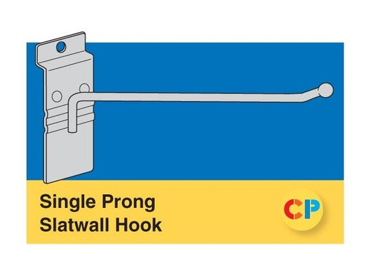 Commercial-Grade 6" Single Prong Slatwall Hooks (Pack of 100) - Image 1