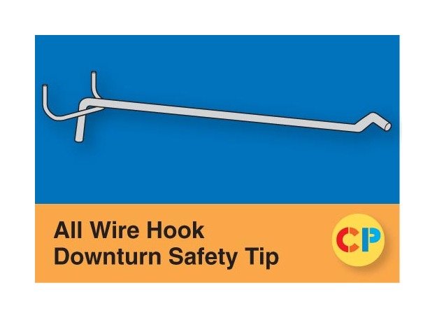 6" Downturn Safety Tip Wire Hook for Pegboard, Pack of 500 - Image 1