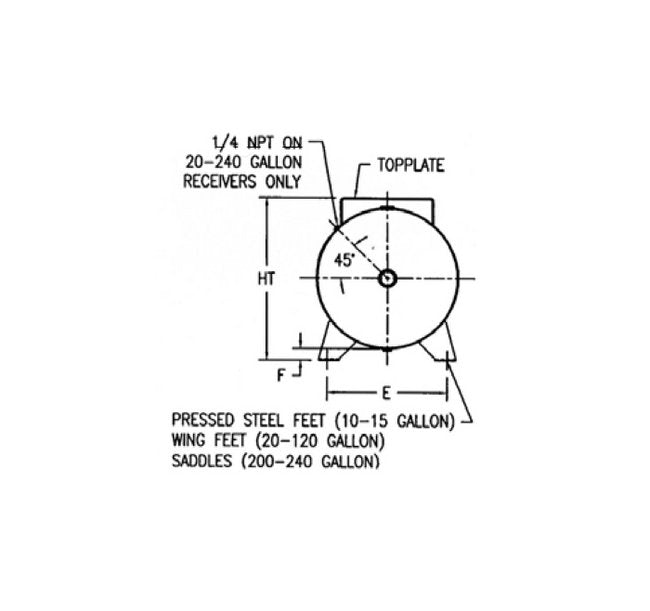 ASME Certified 30 Gallon Horizontal Air Receiver Tank - Image 3