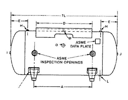 ASME 30 Gallon Horizontal Air Receiver - 16in Diameter - Image 2