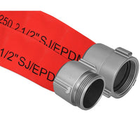 2-1/2" Red Coated Fire Hose Assembly with AL Rocker Lug - 50 ft