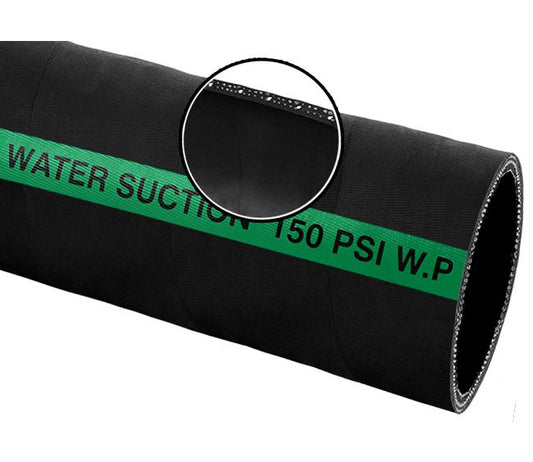 6 Inch Black Water Suction Hose - Ideal for Industrial Applications - Image 1