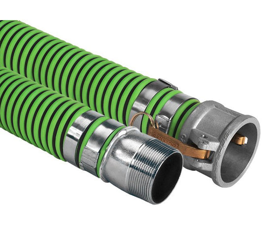 2 Inch Inner Diameter Black EPDM Suction Hose with Green Polyethylene Hornet Assemblies - Image 1