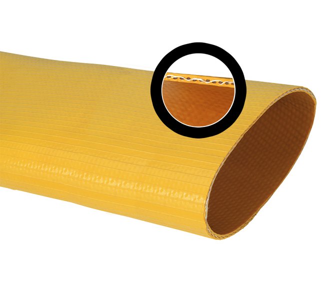 Godzilla Yellow Nitrile 20 Lay Flat Discharge Hose - 1 1/2 in x 200 ft, 200 PSI - Image 1