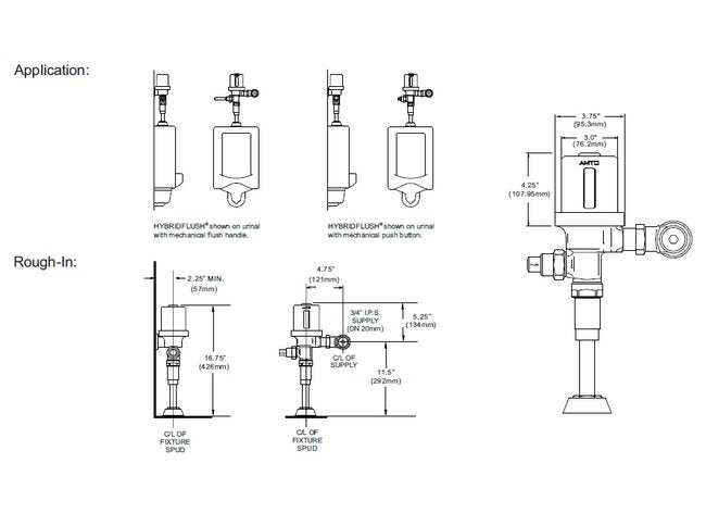 HYBRIDFLUSH Top Mount Automatic/Manual Urinal Flushometer - Image 2
