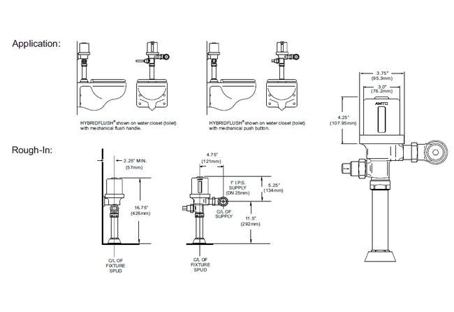HYBRIDFLUSH Top Mount Automatic/Manual Water Closet Flushometer - Image 2