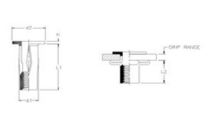 0.02 in Minimum Grip Split Rivet Nut, Zinc Steel, 1/4-20 UNC - Image 2