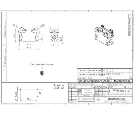 Wieland Aluminum Multi-Pole Industrial Connector Housing - Threaded M32, 16-Pole - Image 1