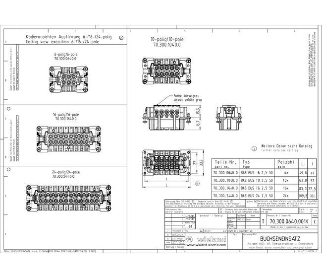 Wieland BAS BUS 6 Industrial Connector Insert - Image 2