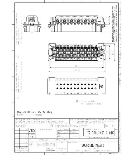 Wieland BAS BUS 24 2,5 69 Industrial Connector Insert - Image 1