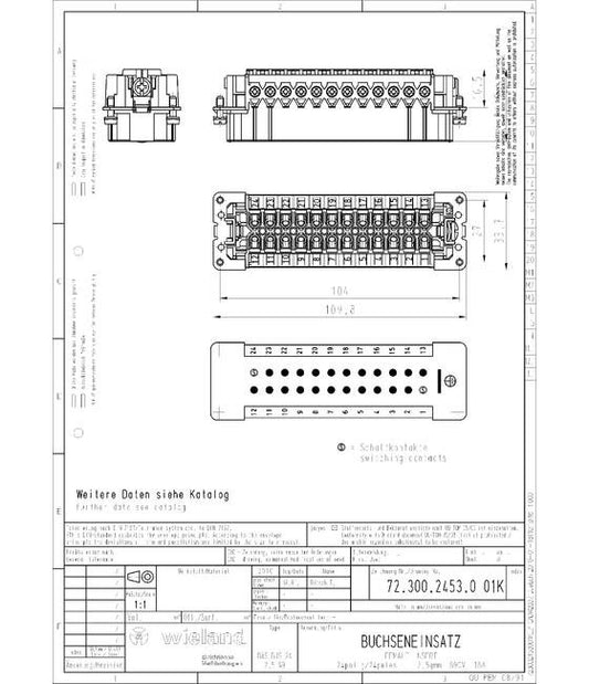 Wieland BAS BUS 24 2,5 69 Industrial Connector Insert - Image 1