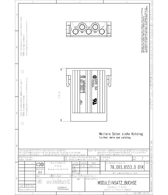 6kV 20A Female Modular Connector Insert - Image 2