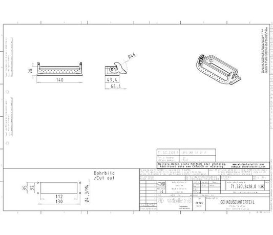 Wieland BOTTOM BAS GUT GK 24 A Multi-Pole Industrial Connector Housing - Image 1