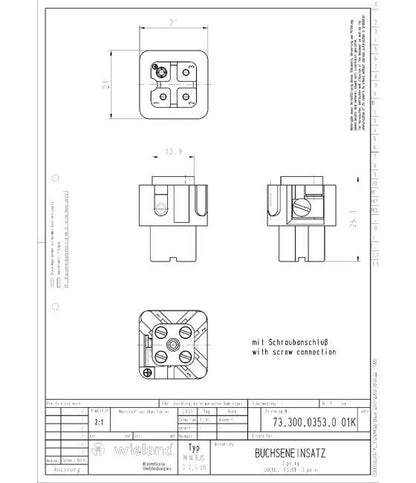 Wieland MIN BUS 3 2.5 40 Industrial Connector Insert - Image 2