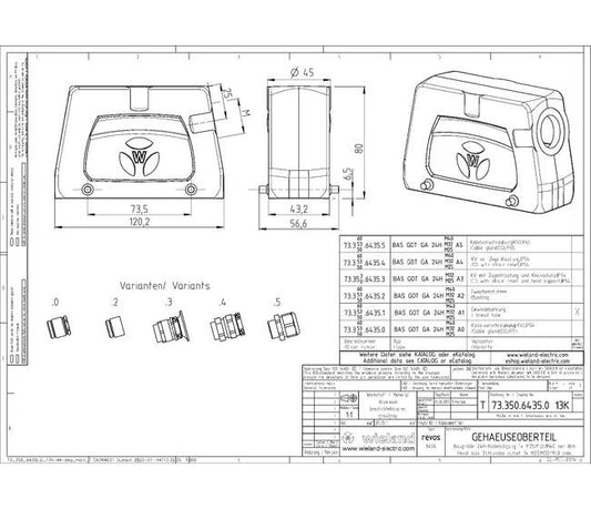 Wieland HOOD BAS GOT GA 24HM25 50 A0 Industrial Multipole Connector Housing - Image 1