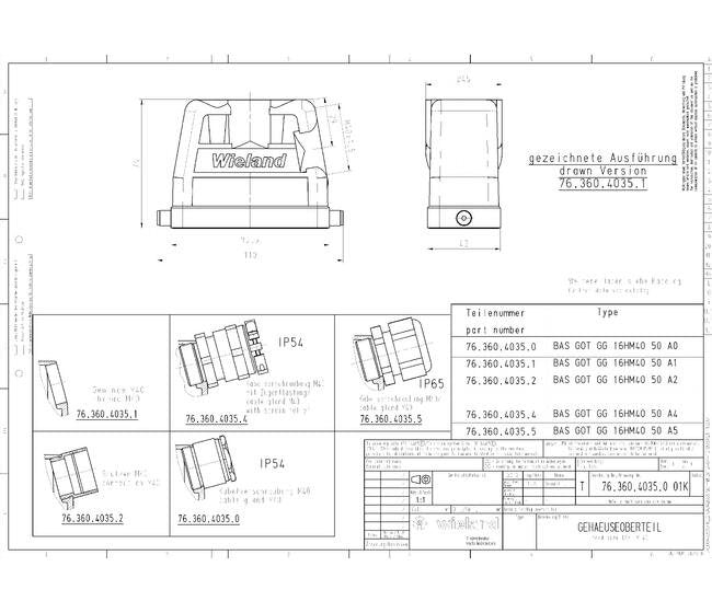 Wieland 40-Pole Aluminum Industrial Multi-Pole Connector Housing - Image 1