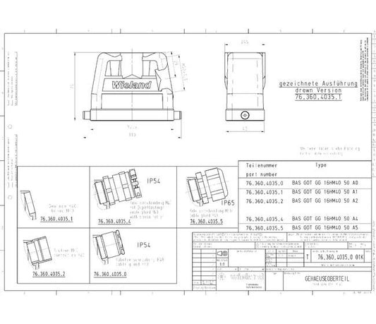 Wieland 40-Pole Aluminum Industrial Multi-Pole Connector Housing - Image 1