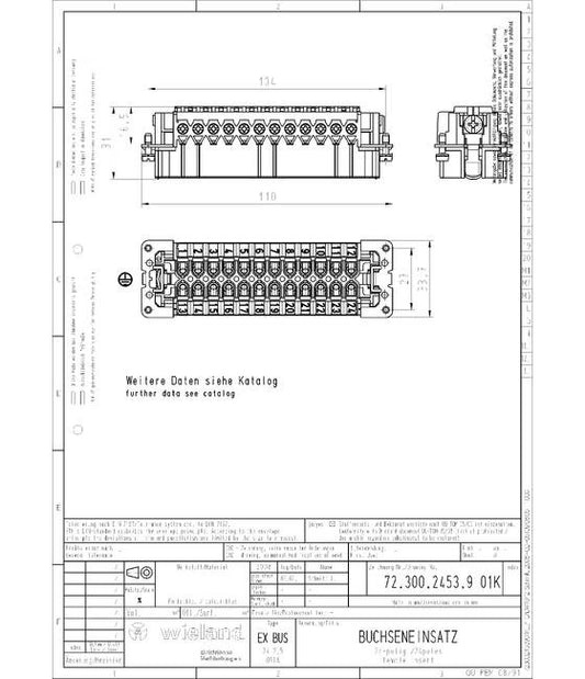Wieland EX BUS 24 2.5 09IA Female Industrial Connector Insert - Image 1