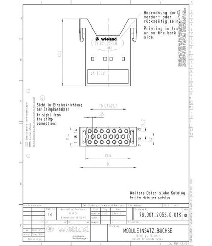 Wieland 1.5 kV Impulse Voltage Female Insert - Modular Connectors - Image 2