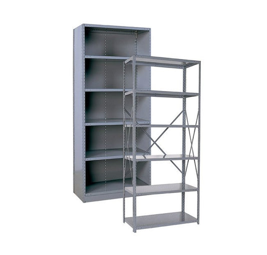 Industrial Clip Shelving - 48x85x18 in Beaded Open Post Add-On Unit - Image 1