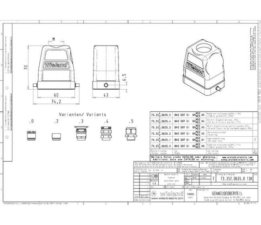 Wieland 6-Pole Heavy-Duty Aluminum Industrial Connector Housing - Image 1